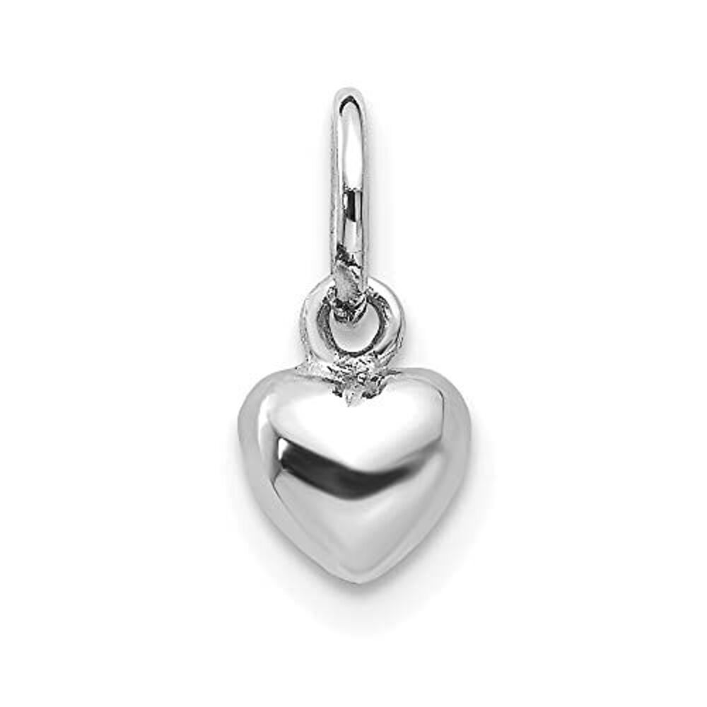 10k White Gold Solid Polished Plain Puffed Heart … - image 3